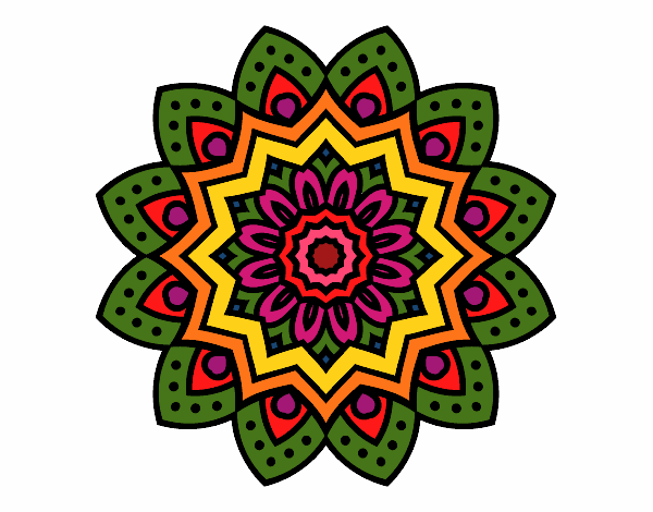Desenho Mandala flor natural pintado por Priscyla