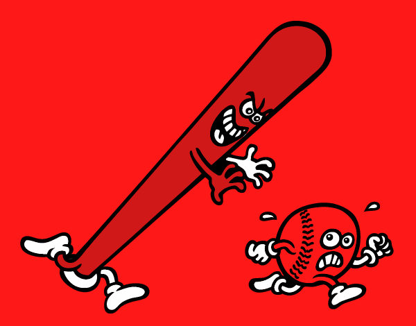 Desenho de Taco e bola de beisebol para colorir