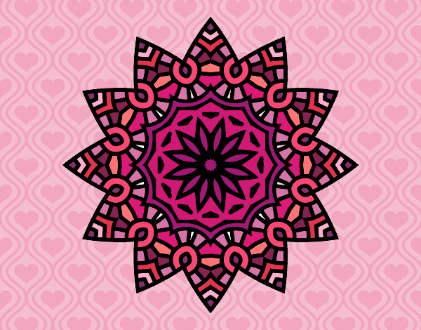 Desenho Mandala estrela floral pintado por shirloka