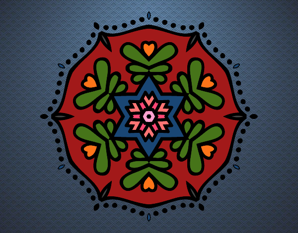 Desenho Mandala simétrica pintado por Leidy