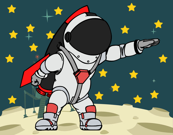 Desenho Astronauta com foguete pintado por wandersong