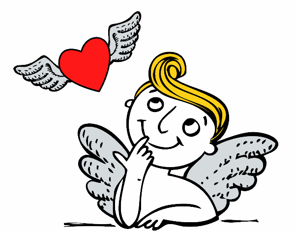 Cupido e coração com asas