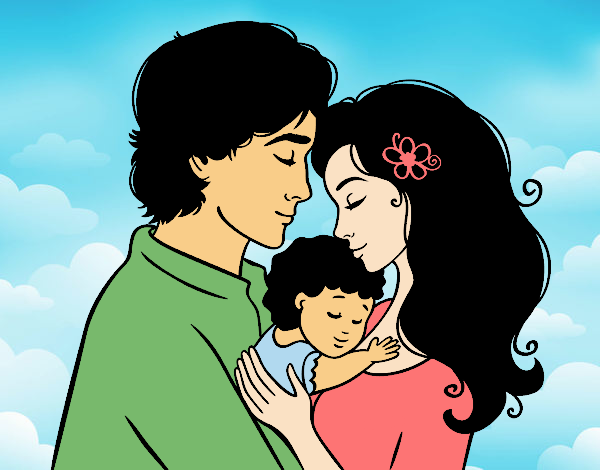 Desenho Família abraço pintado por bellasj