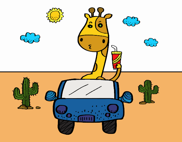 Desenho Girafa de condução pintado por sonhadora