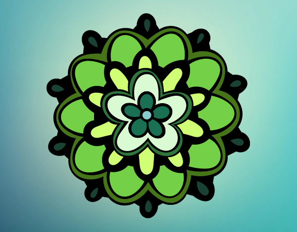 Desenho Mandala com uma flor pintado por caudia