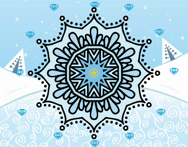 Desenho Mandala flor de neve pintado por brunna2004