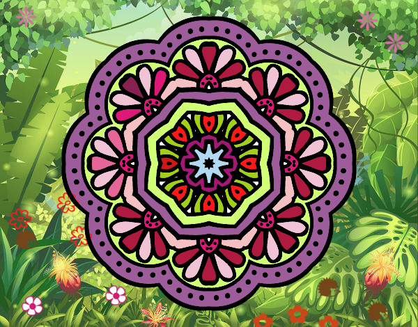Desenho Mandala mosaico modernista pintado por KarenWolf
