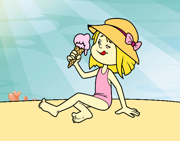 Desenho Menina con gelado pintado por Margarida-