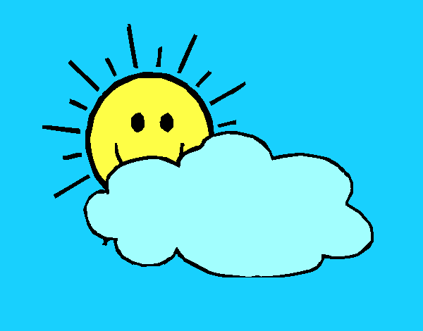 Desenho Sol e nuvem pintado por Margarida-