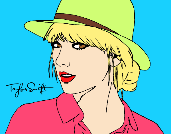 Desenho Taylor Swift com chapéu pintado por Luminhaa