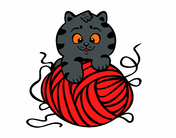 Desenho Gato com un novelo de lã pintado por mcardoso