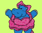 Desenho Hipopótamo com laço pintado por Margarida-