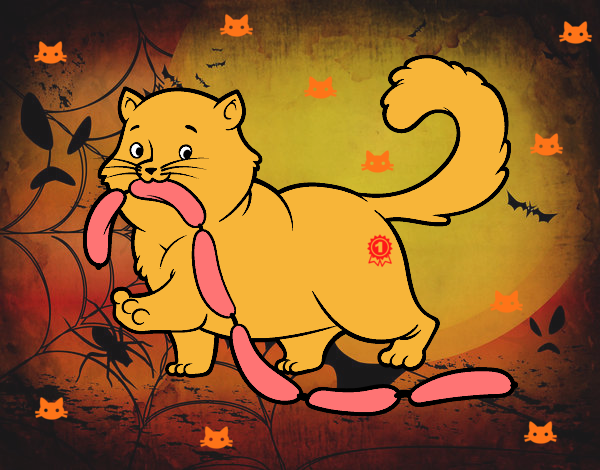 Desenho Gato com salsicha pintado por RAPHAELASM