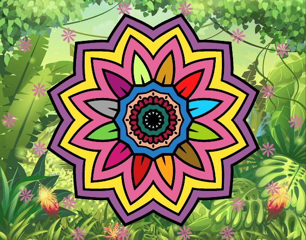 Desenho Mandala flores de girassol pintado por RAPHAELASM