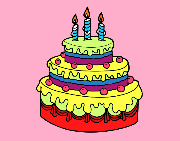 Desenho Torta de Aniversário pintado por Lourany