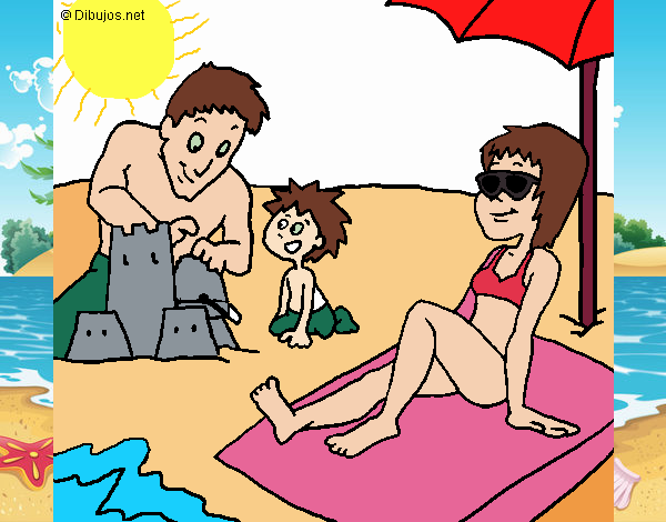 Desenho Família férias pintado por @Godoi