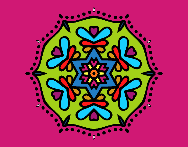 Desenho Mandala simétrica pintado por Sil