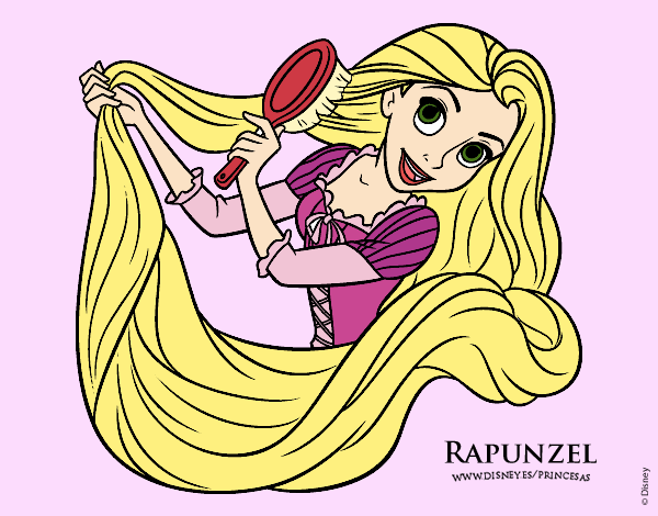 Desenho Entrelaçados - Rapunzel está penteando pintado por Danguinha