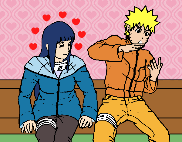Desenho Hinata e Naruto pintado por Danguinha