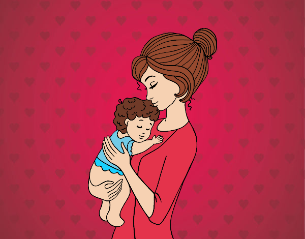 Desenho Mãe levando o bebê pintado por MelDeAbelh
