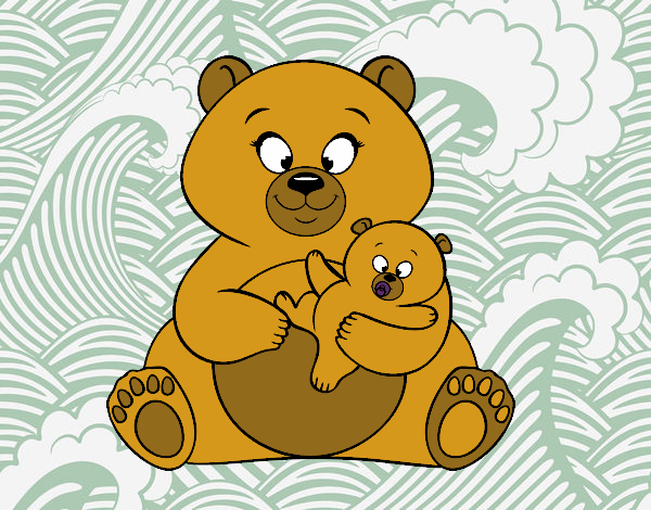 Desenho Mãe ursa ursinho pintado por Danguinha
