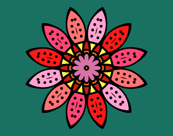 Desenho Mandala flores com pétalas pintado por Danguinha