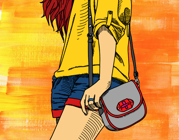 Desenho Menina com saco pintado por Danguinha