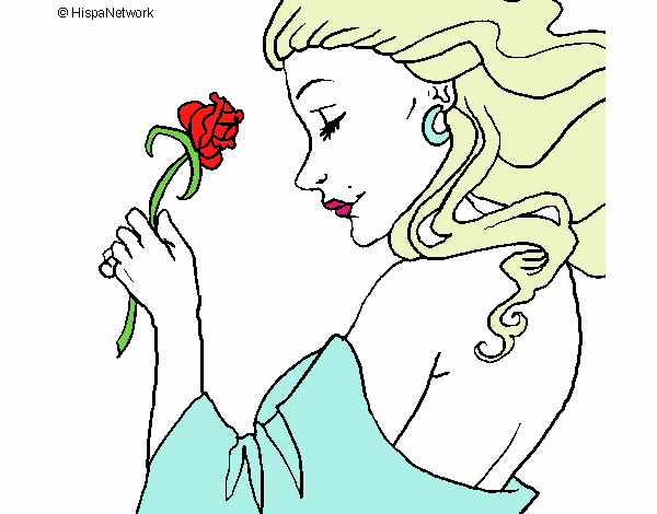 Desenho Princesa com uma rosa pintado por MelDeAbelh