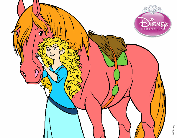 Desenho Brave - Merida e seu cavalo pintado por ROSAFÁTIMA