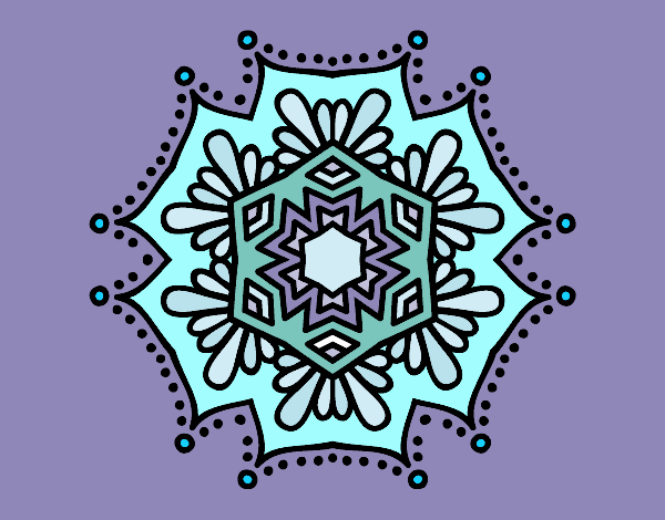 Desenho Mandala flor simétrico pintado por RafaelaJ