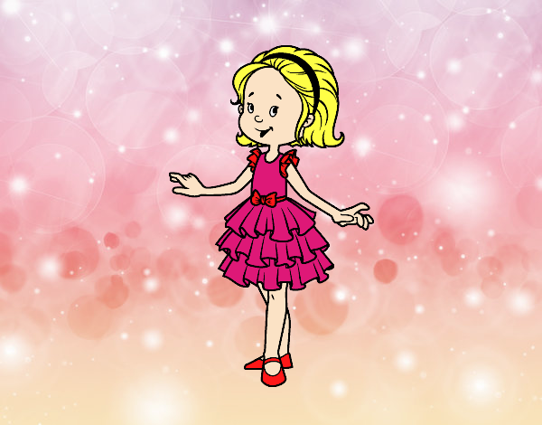 Desenho Menina com vestido de baile pintado por MelDeAbelh