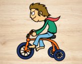 Desenho Rapaz no triciclo pintado por Danguinha