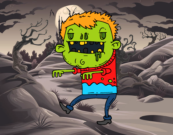 Desenho Rapaz zombie pintado por soraya lim