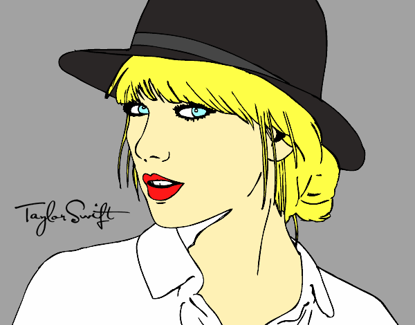 Desenho Taylor Swift com chapéu pintado por Anapestana