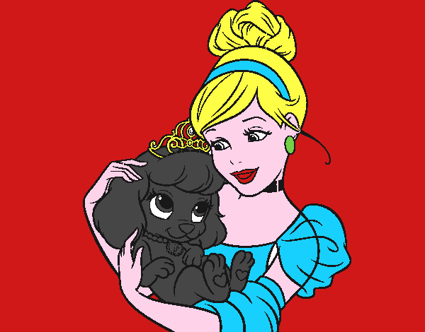 Desenho Cinderela - Cinderela e seu cãozito pintado por edet