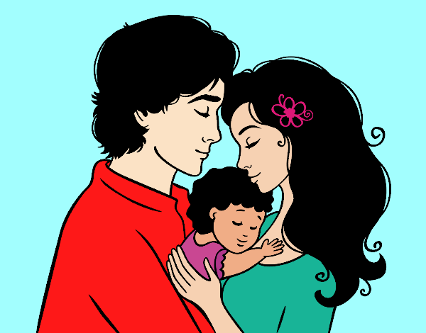 Desenho Família abraço pintado por soraya lim