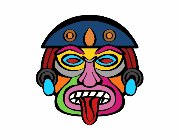 Desenho Máscara asteca pintado por gongas34