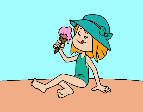 Desenho Menina con gelado pintado por soraya lim