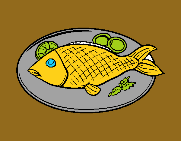 Desenho Placa de peixes pintado por edet