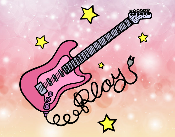 Desenho Guitarra e estrelas pintado por mcmazer
