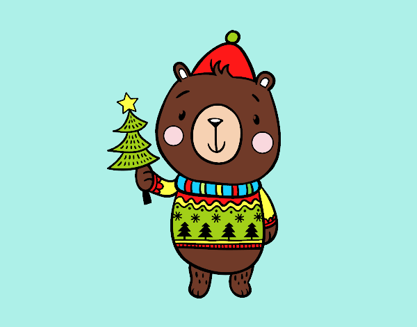 Desenho Urso natalicio pintado por soraya lim