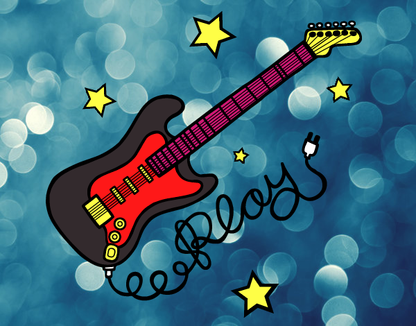 Desenho Guitarra e estrelas pintado por ryan433