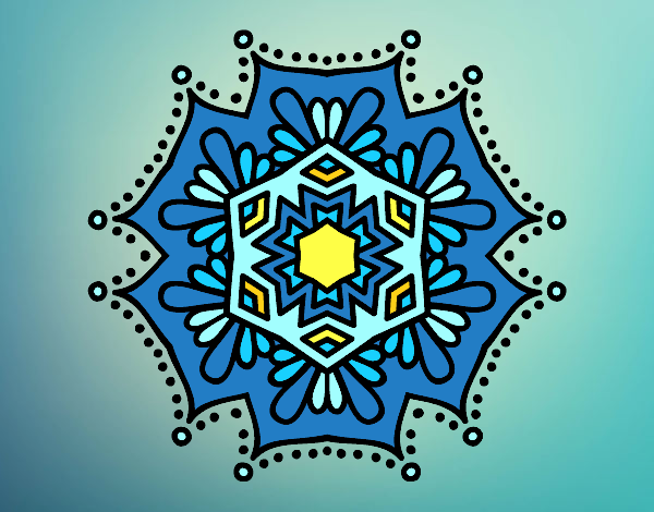 Desenho Mandala flor simétrico pintado por CBarbizan
