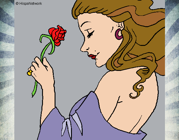 Desenho Princesa com uma rosa pintado por aliz