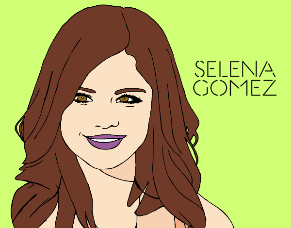 Desenho Selena Gomez sorrindo pintado por soraya lim