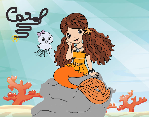 Desenho Sereia e medusa pintado por Carolina11