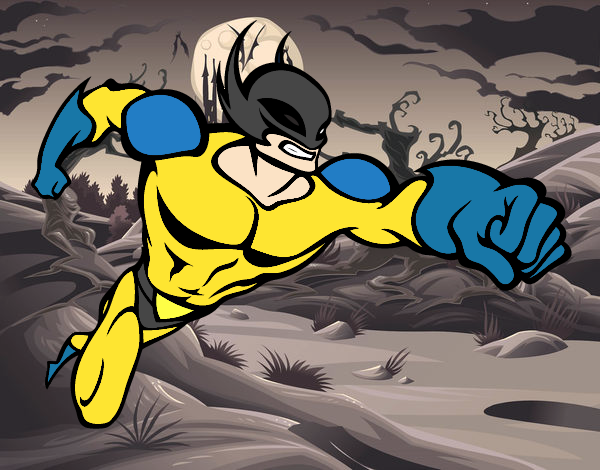Desenho Super-herói sem uma capa pintado por CBarbizan