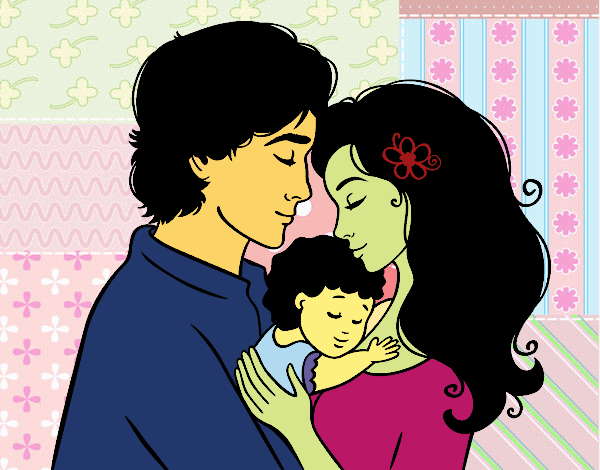 Desenho Família abraço pintado por elainebuen