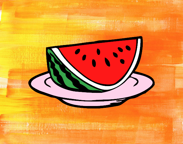 Desenho Bacia de melancia pintado por Luisinho