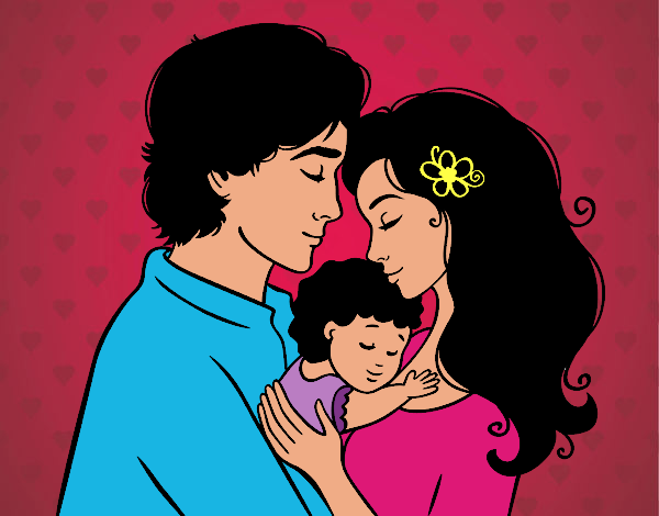 Desenho Família abraço pintado por Nathaly-L